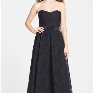 Adrianna Papell Pleat Goddess Rosette Ball Gown